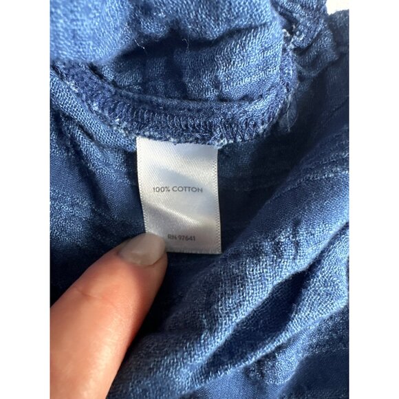 Pure Jill Indigo Blue Blouse 100% Cotton Button Front Petite S - Picture 6 of 8